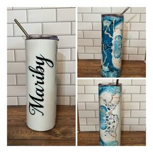 Personalized Marble 20oz Stainless Steel Tumbler with Metal Lid